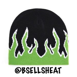 Deadstock Flame Accented Skully Beanie